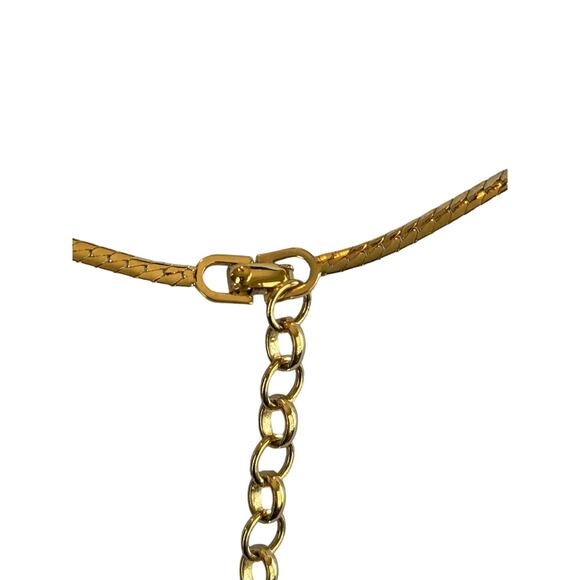 Authentic Christian Dior Archangel Necklace*Swarovski Crystals* Gold Herringbone - Picture 6 of 6